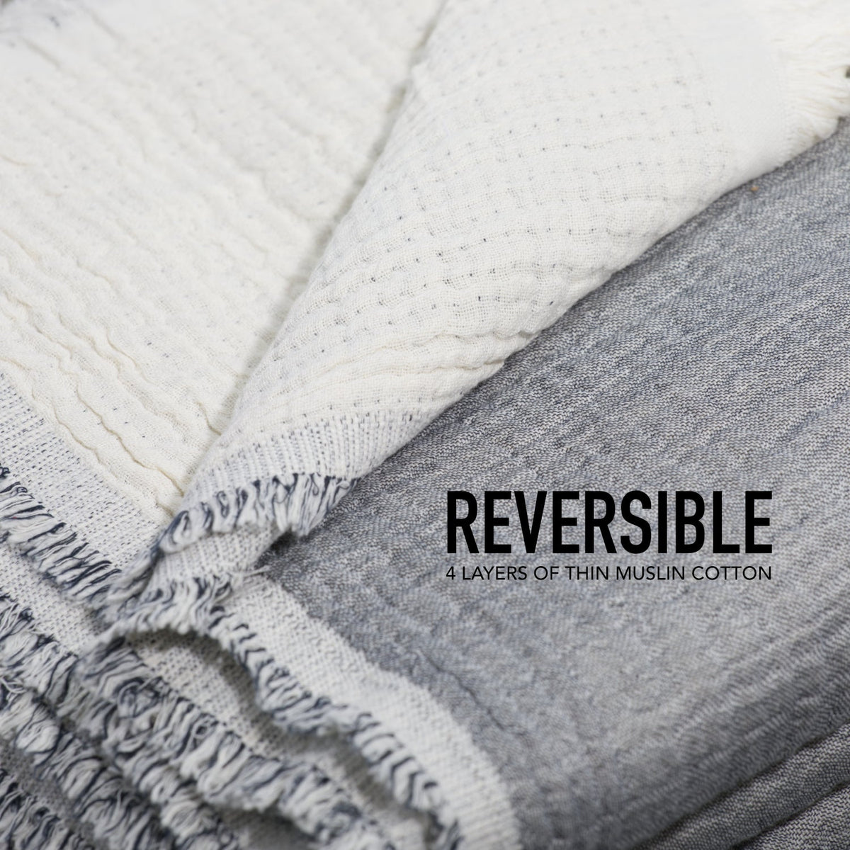 100% Cotton Reversible Muslin Coverlet