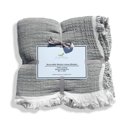 100% Cotton Reversible Muslin Coverlet
