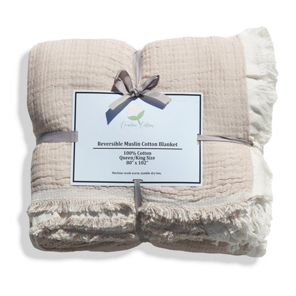 100% Cotton Reversible Muslin Coverlet