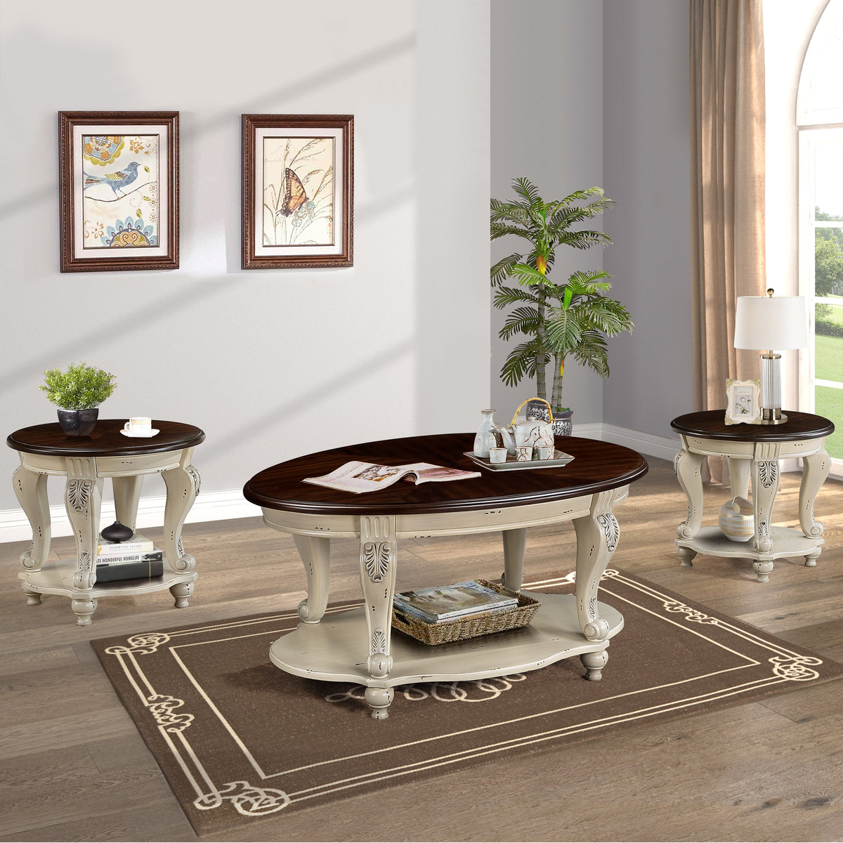 42-Inch Oval Wooden Coffee Table