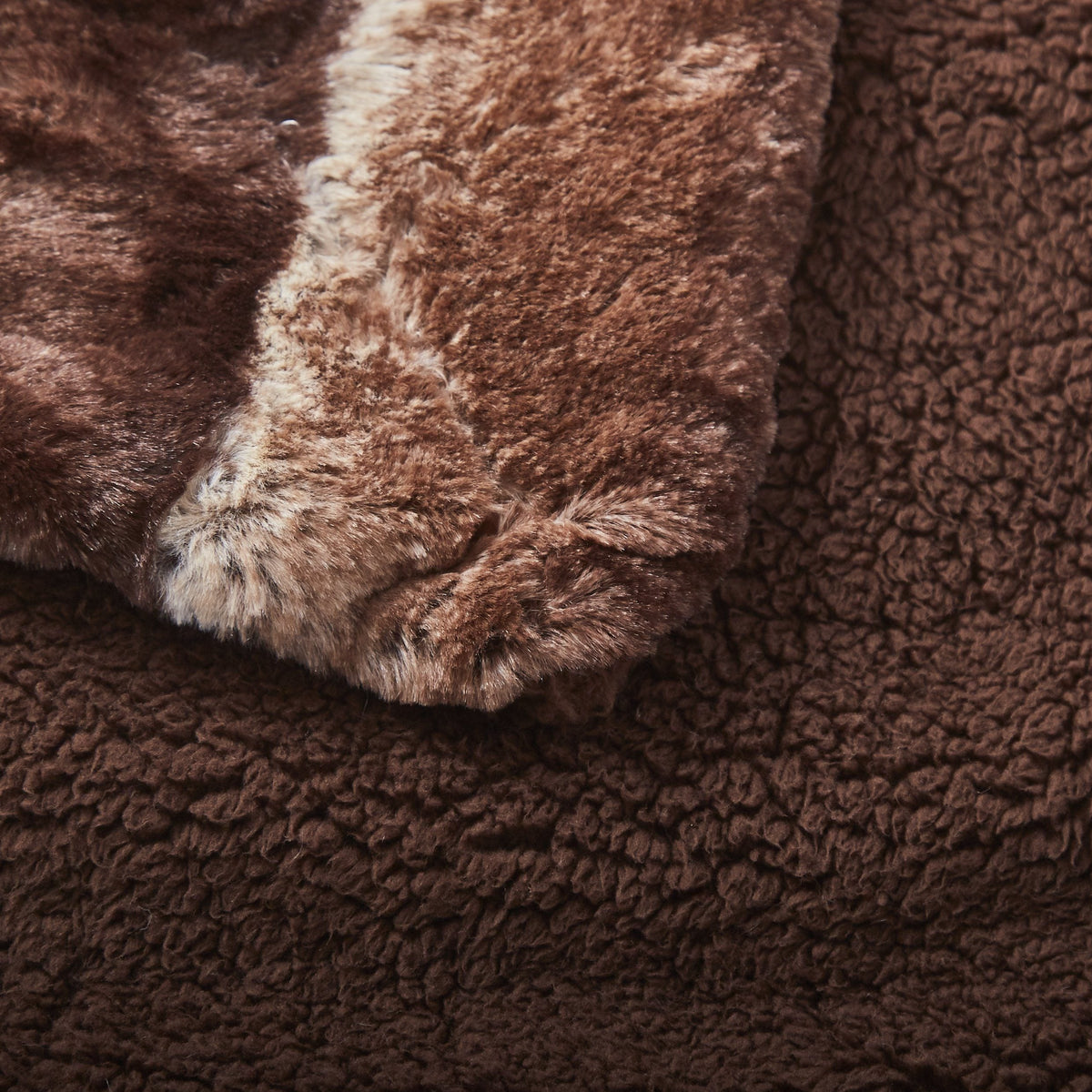 Tache Golden Brown Faux Fur Sherpa Throw Blanket