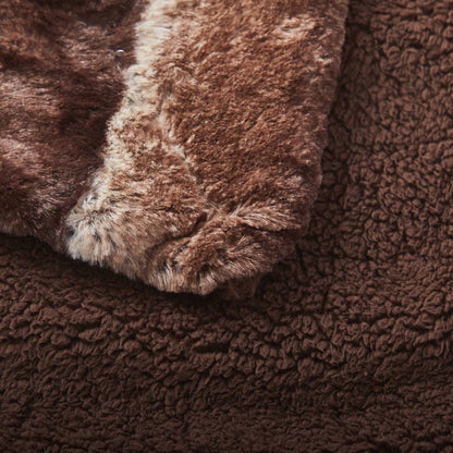 Tache Golden Brown Faux Fur Sherpa Throw Blanket