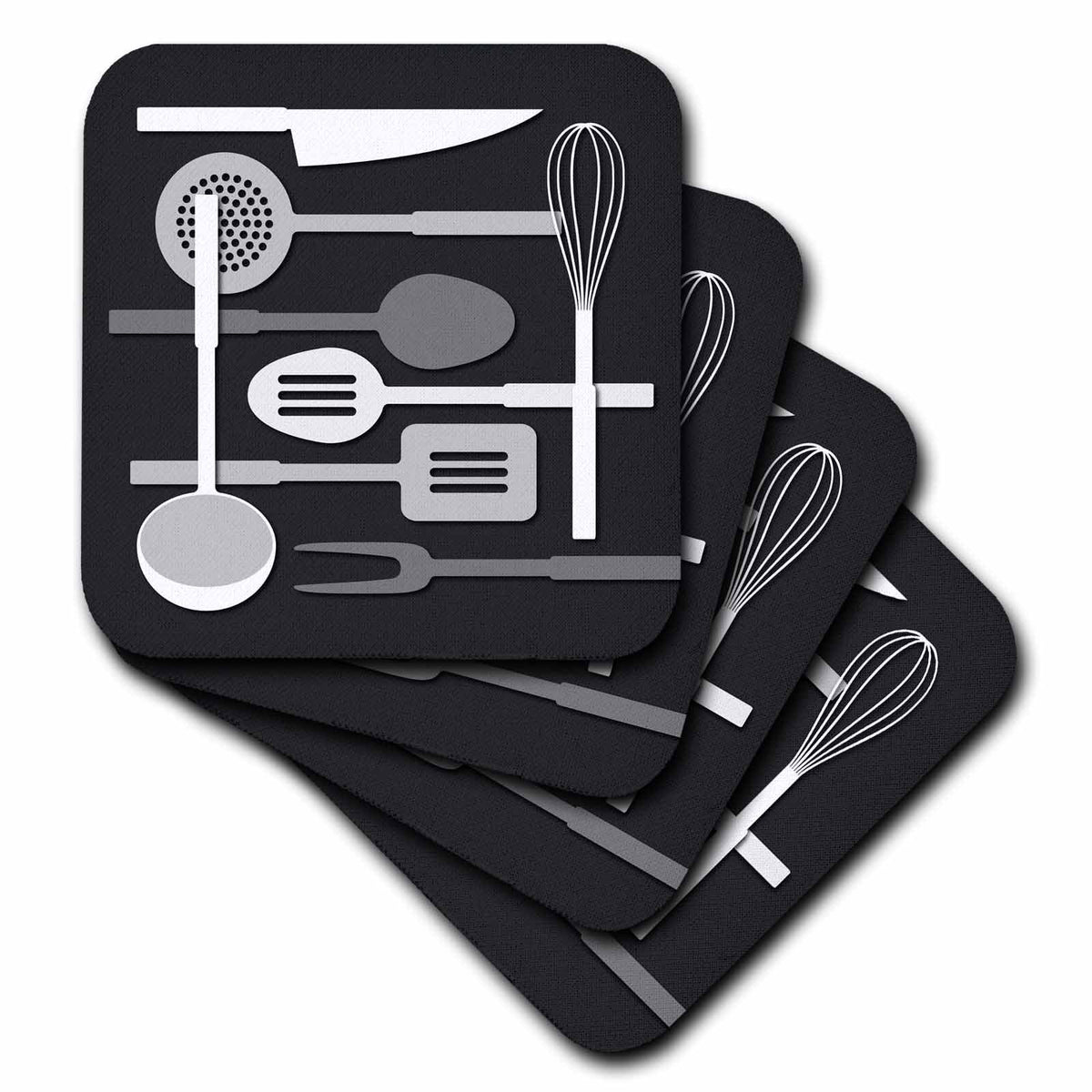Kitchen Utensils in Monochrome Coasters