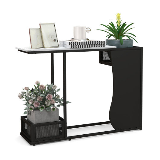 Console Table with Plant Stand & Faux Marble Top