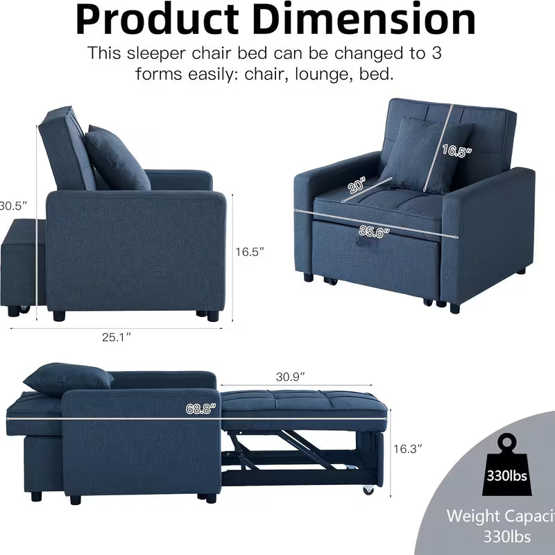 3-in-1 Convertible Sofa Bed Chair
