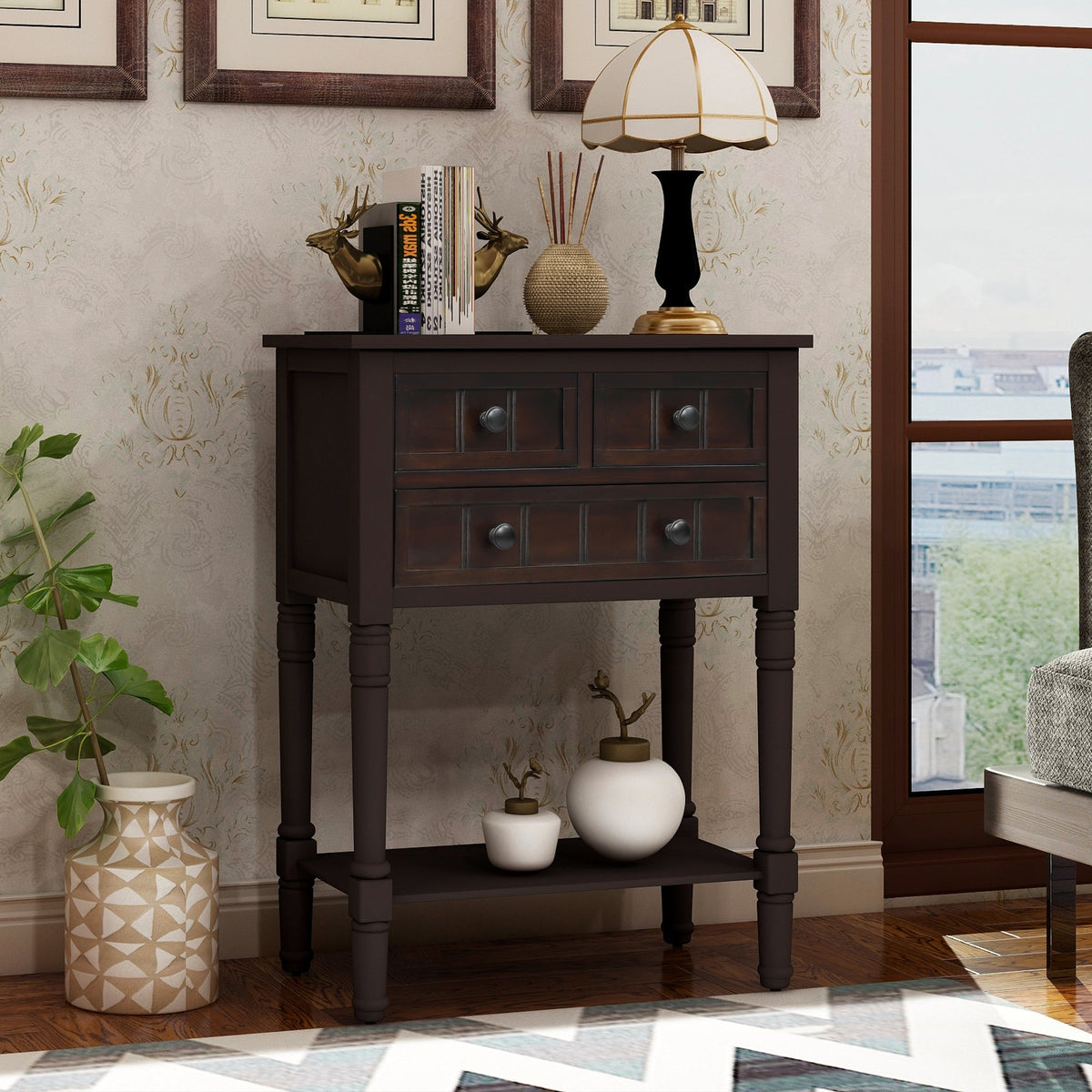 Narrow Console Table with 3 Drawers