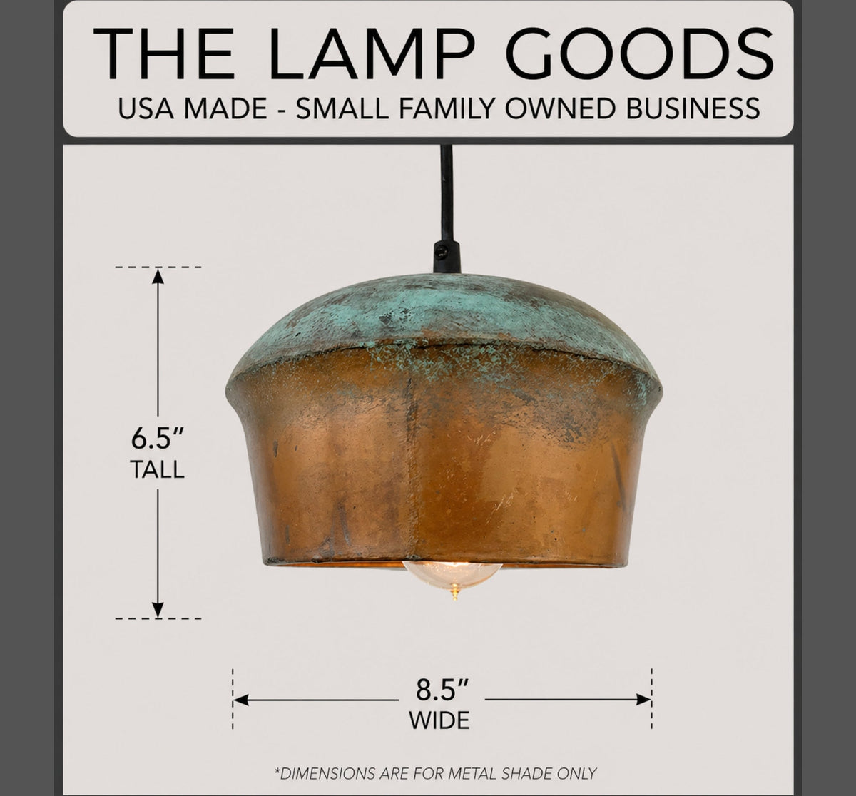 Handcrafted Copper Pendant Light 8.5"