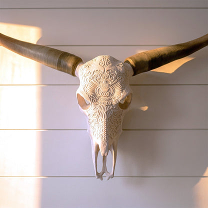 Faux Steer Skull and Horns Western Wall Decor
