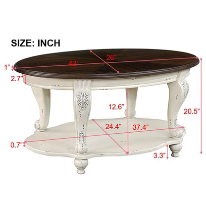 42-Inch Oval Wooden Coffee Table