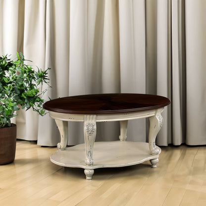 42-Inch Oval Wooden Coffee Table