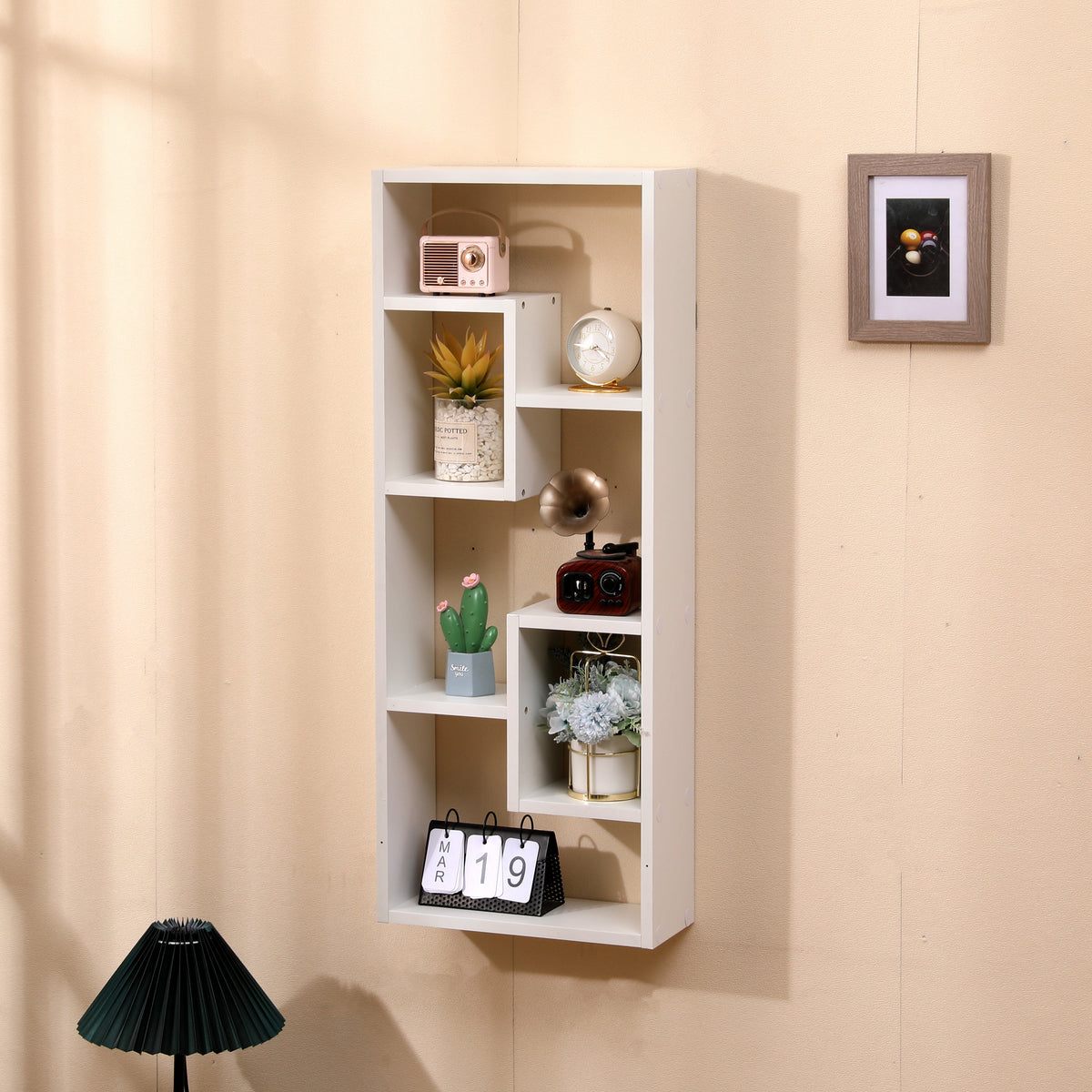 Freestanding Wooden Bookshelf with 5 Storage Cubes