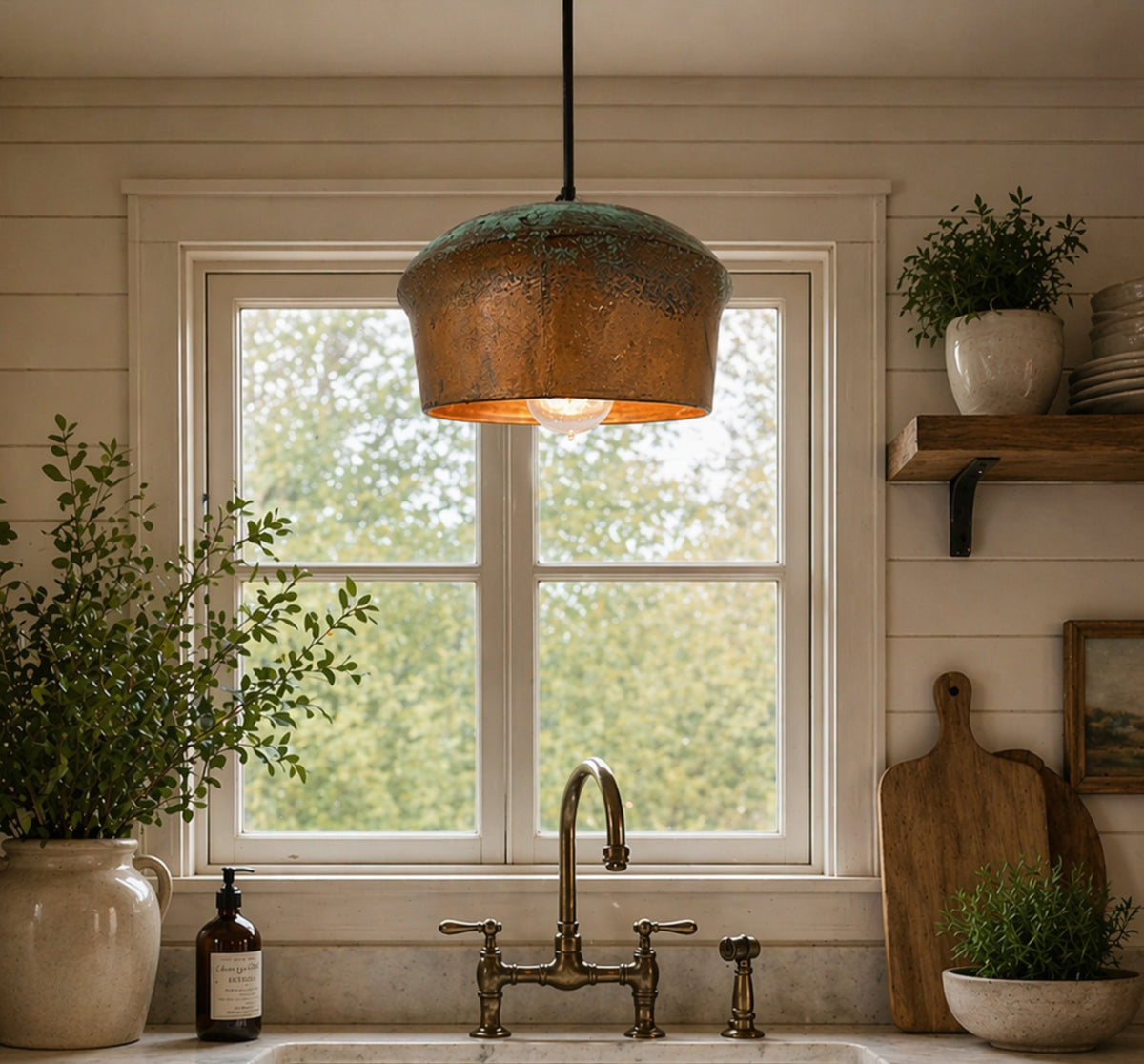 Handcrafted Copper Pendant Light 8.5"