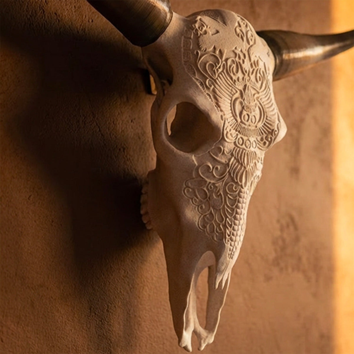 Faux Steer Skull and Horns Western Wall Decor