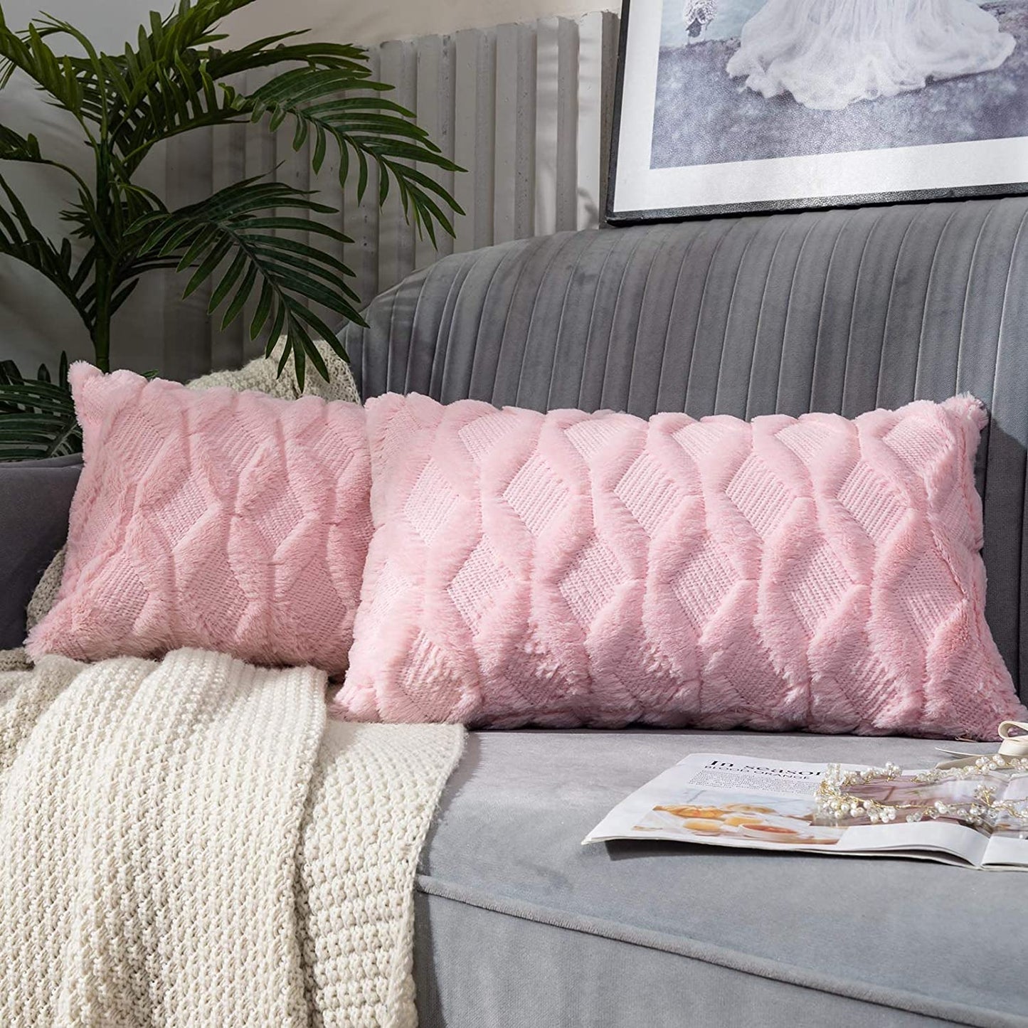 Set of 2 Throw Pillow Covers with Inserts