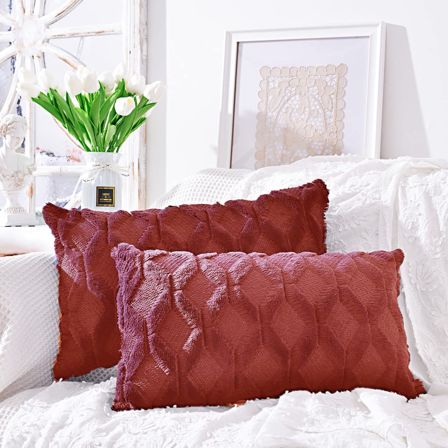 Set of 2 Throw Pillow Covers with Inserts