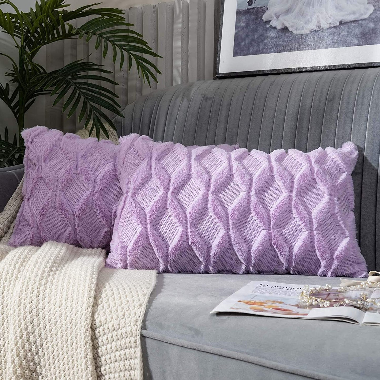 Set of 2 Throw Pillow Covers with Inserts