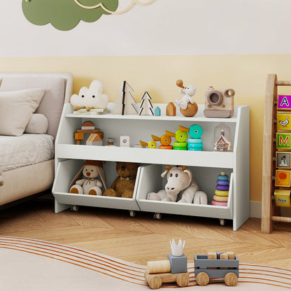 Kids Toy Storage Organizer Wooden Bookcase