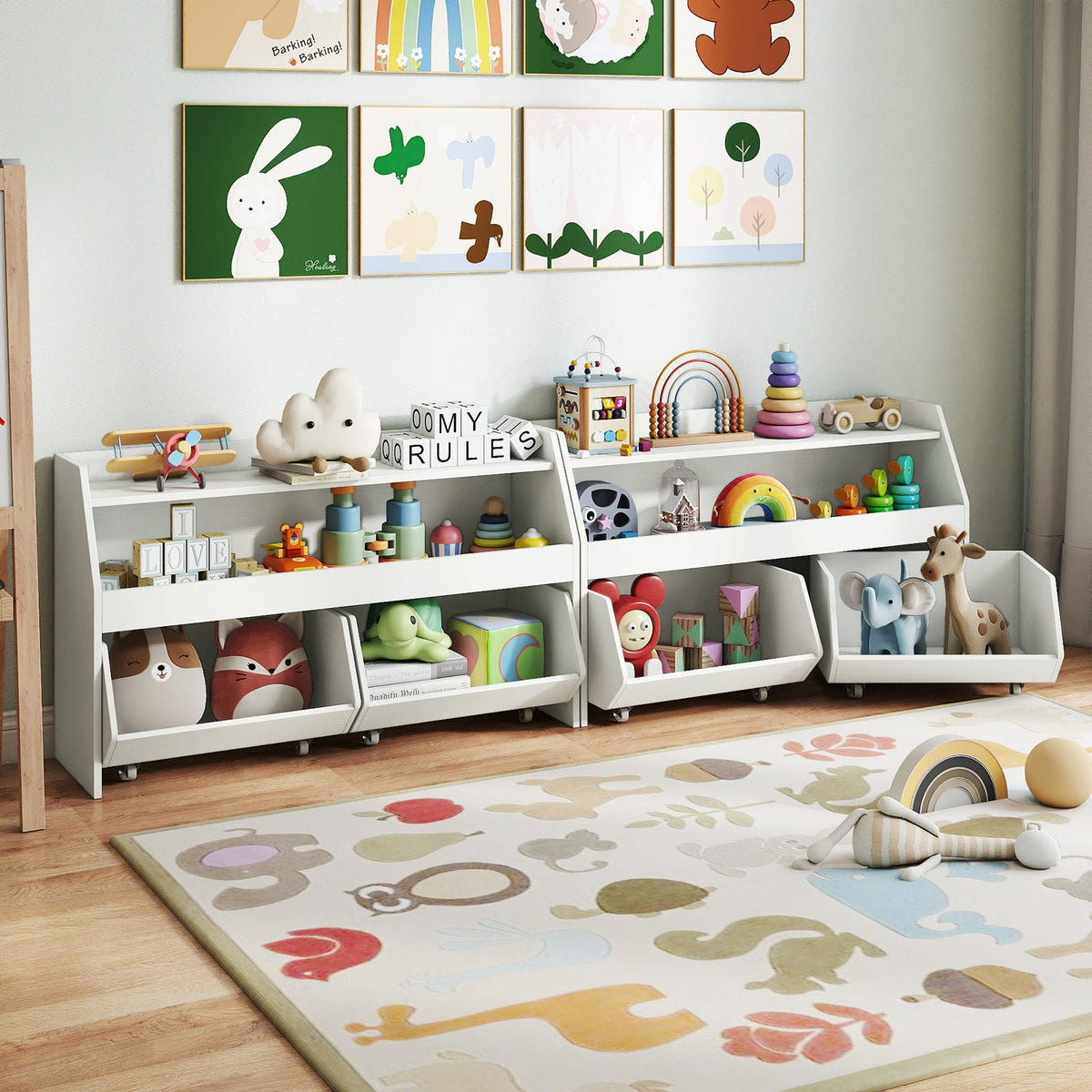Kids Toy Storage Organizer Wooden Bookcase