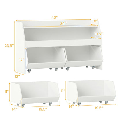 Kids Toy Storage Organizer Wooden Bookcase