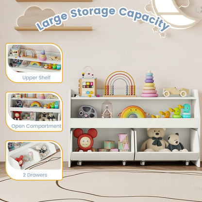 Kids Toy Storage Organizer Wooden Bookcase