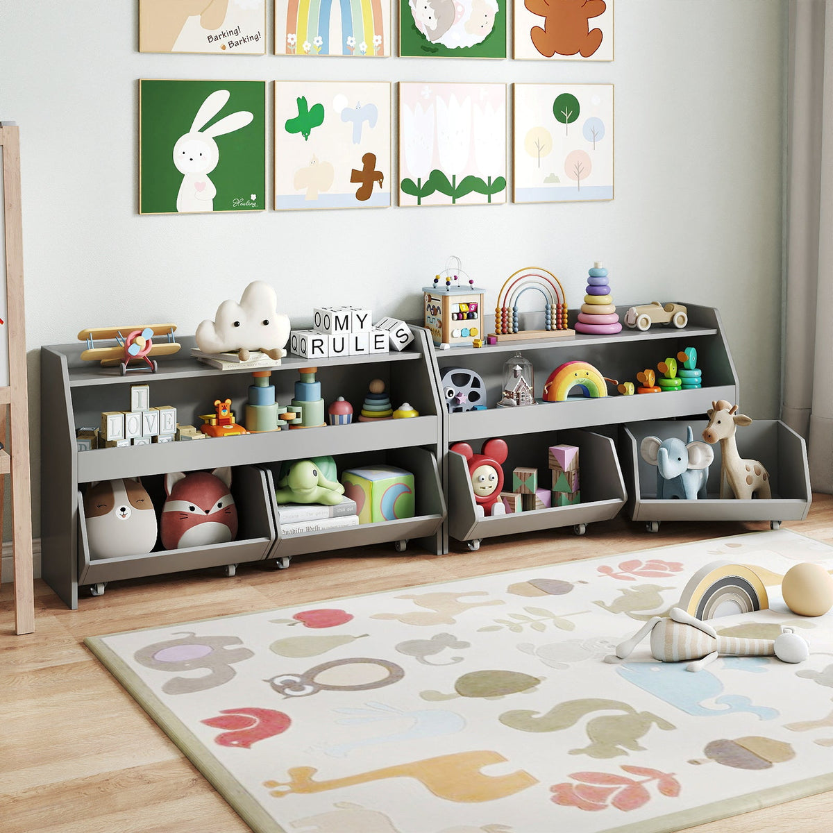 Kids Toy Storage Organizer Wooden Bookcase