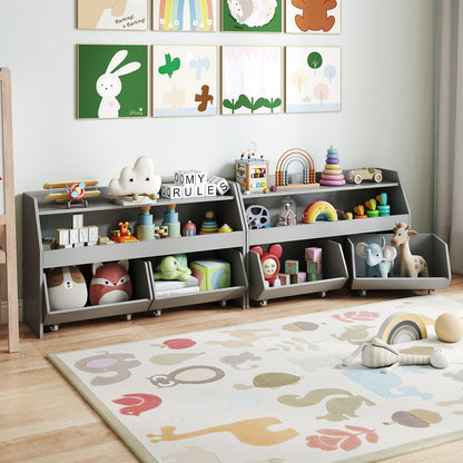 Kids Toy Storage Organizer Wooden Bookcase