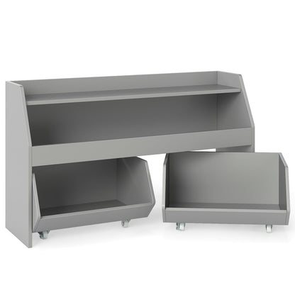 Kids Toy Storage Organizer Wooden Bookcase