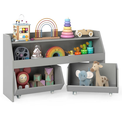 Kids Toy Storage Organizer Wooden Bookcase