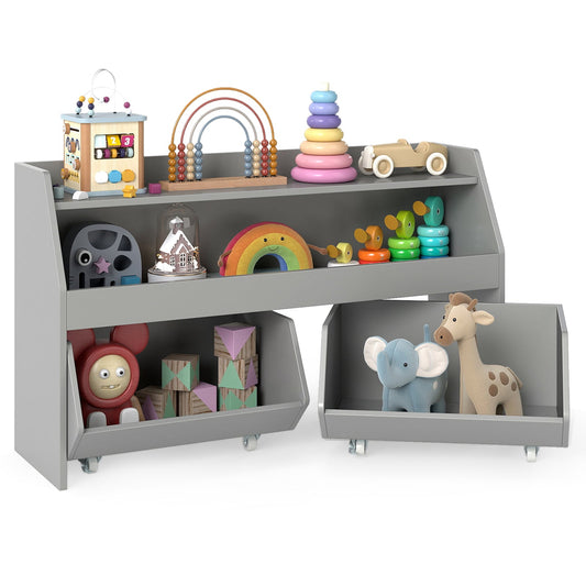 Kids Toy Storage Organizer Wooden Bookcase