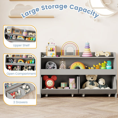 Kids Toy Storage Organizer Wooden Bookcase