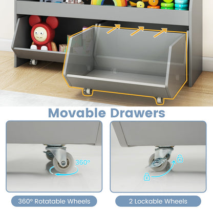 Kids Toy Storage Organizer Wooden Bookcase