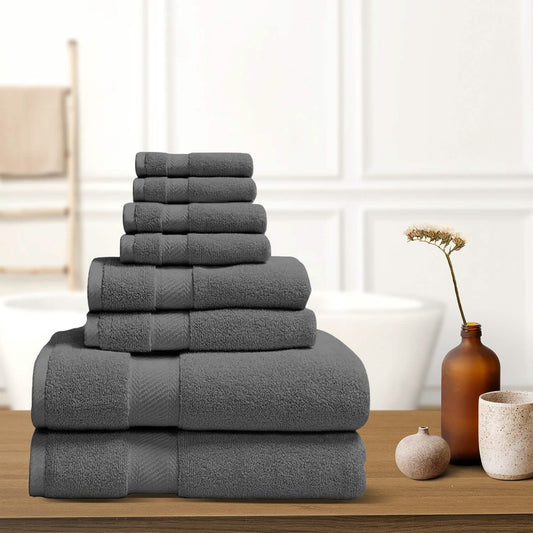 8Pcs 100% Organic Cotton Bath Towel Set