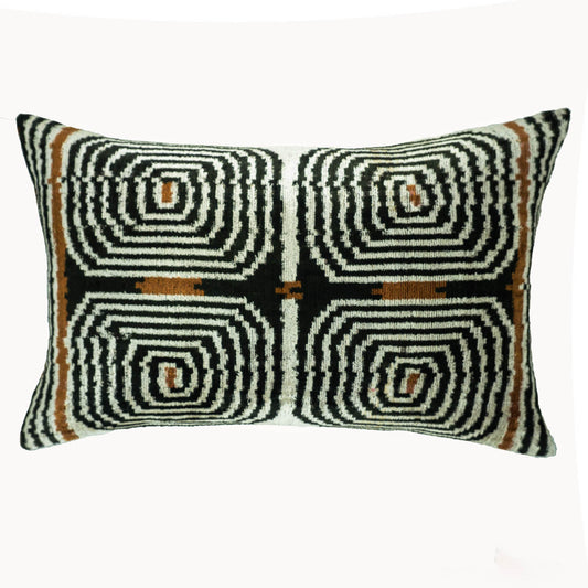 Labyrinth Silk Velvet Ikat Pillow Cushion