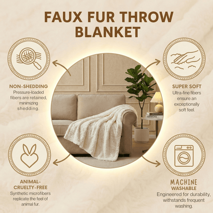 White Roses Faux Fur Sherpa Throw Blanket