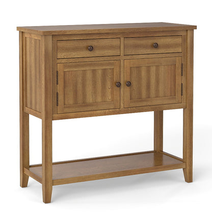 Mid-Century Walnut Console Table with 2 Drawers