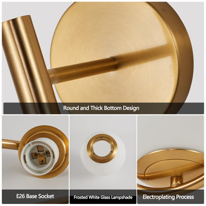 Modern Gold Wall Sconces with Opal Glass Globe