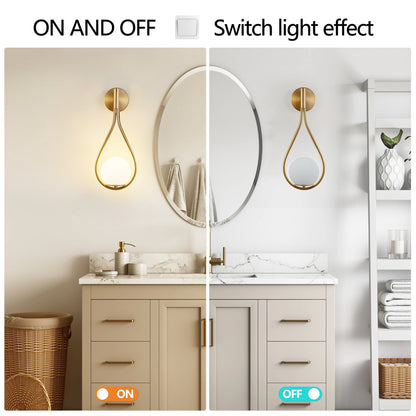 Modern Gold Wall Sconces with Opal Glass Globe