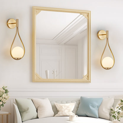 Modern Gold Wall Sconces with Opal Glass Globe