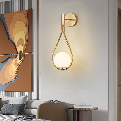 Modern Gold Wall Sconces with Opal Glass Globe