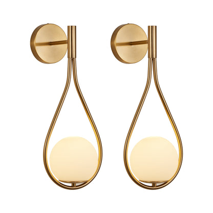 Modern Gold Wall Sconces with Opal Glass Globe