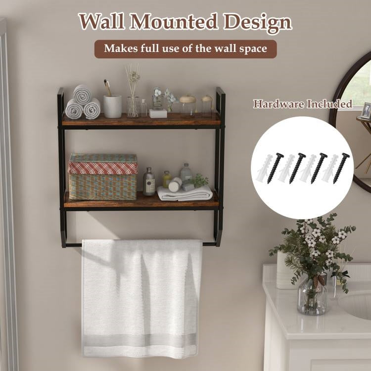 Wall Mounted Over Toilet 2 Shelf Bathroom Organizer