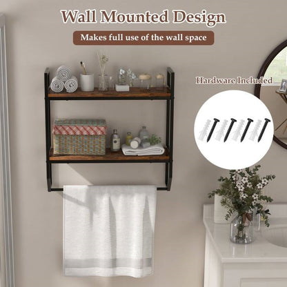Wall Mounted Over Toilet 2 Shelf Bathroom Organizer