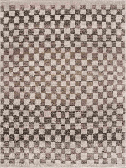 Benjy Cream & Charcoal Checkered Area Rug