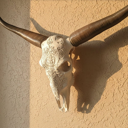 Faux Steer Skull and Horns Western Wall Decor