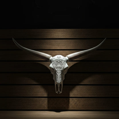 Faux Steer Skull and Horns Western Wall Decor