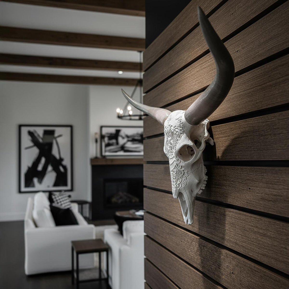 Faux Steer Skull and Horns Western Wall Decor