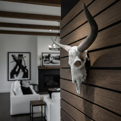 Faux Steer Skull and Horns Western Wall Decor
