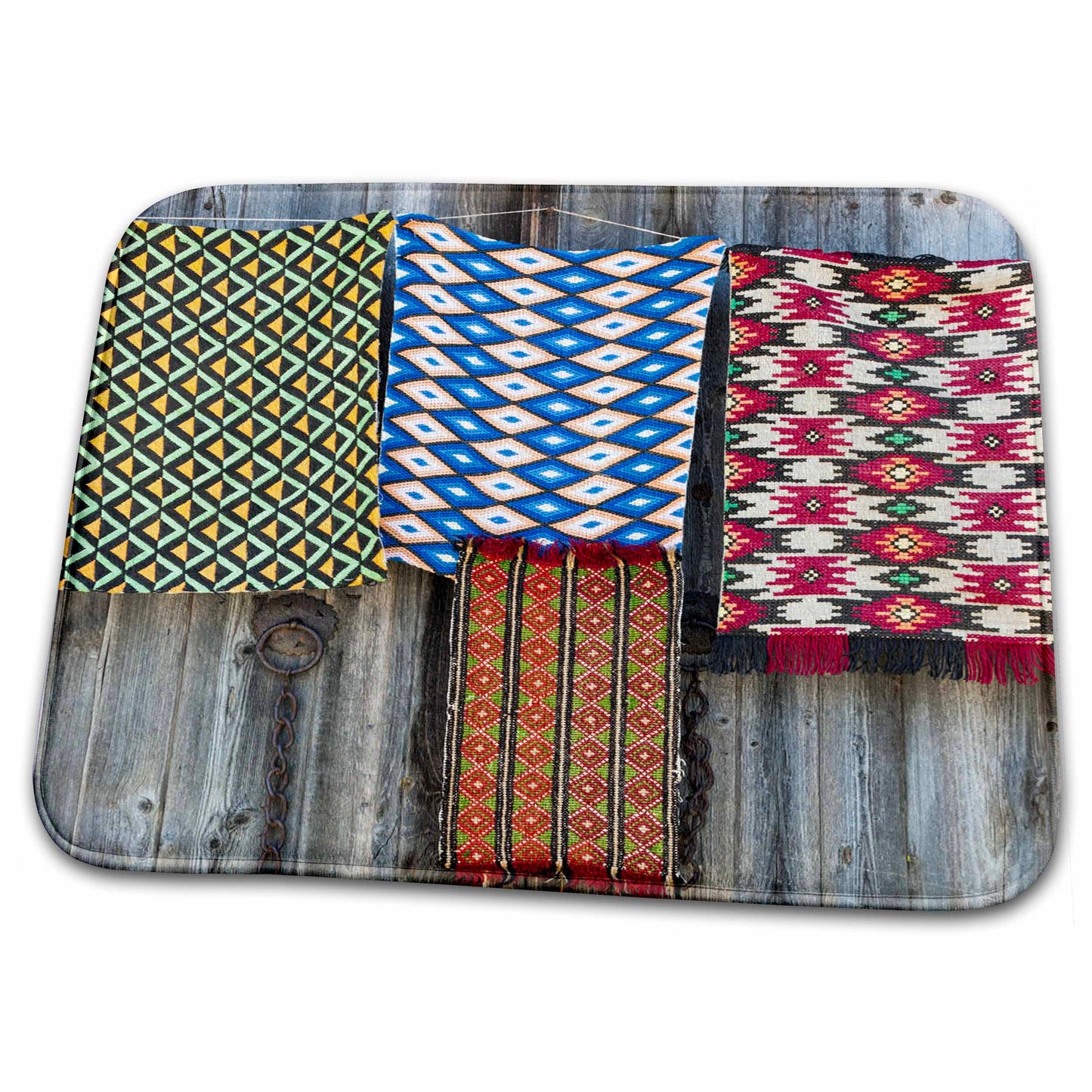 Bulgarian Rug Pattern Dish Drying Mat