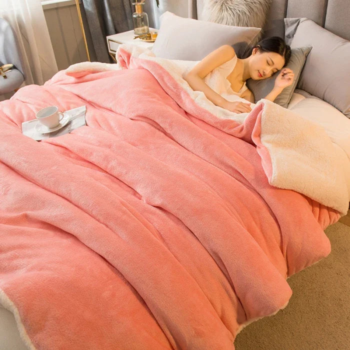 Double-Sided Wool Throw Blanket
