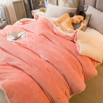 Double-Sided Wool Throw Blanket